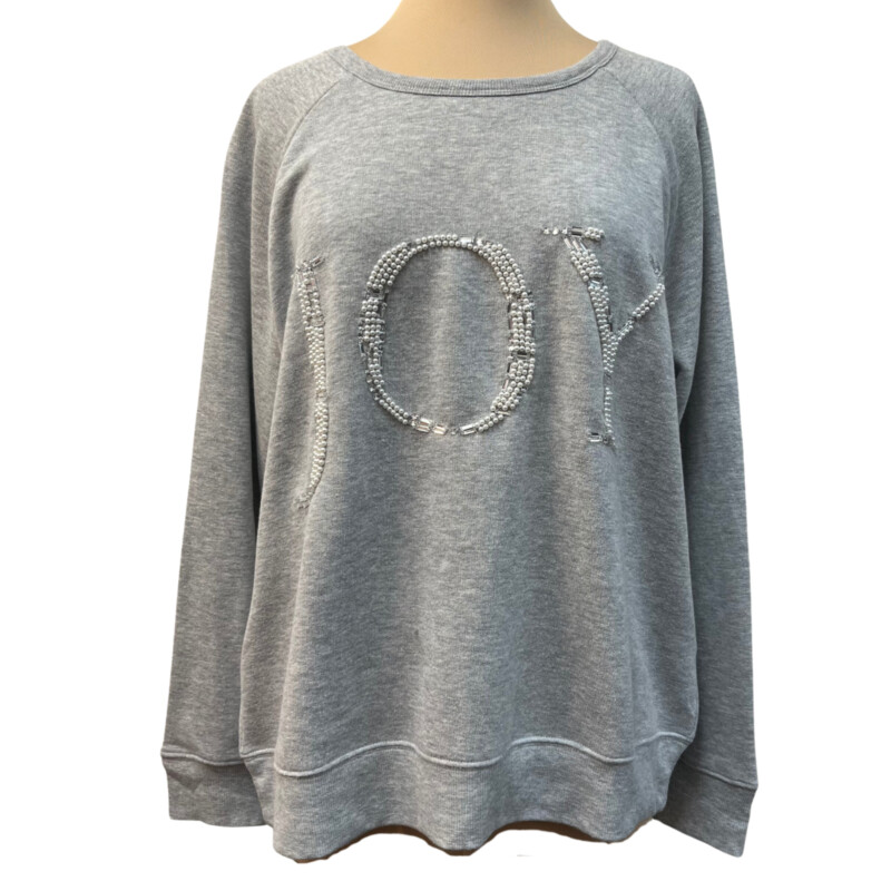 Caslon Joy Pullover<br />
Pearl and Jewel Embellishment<br />
Gray with White<br />
Size: Large